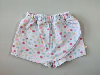 Jupe short jersey blanche motifs multicolore