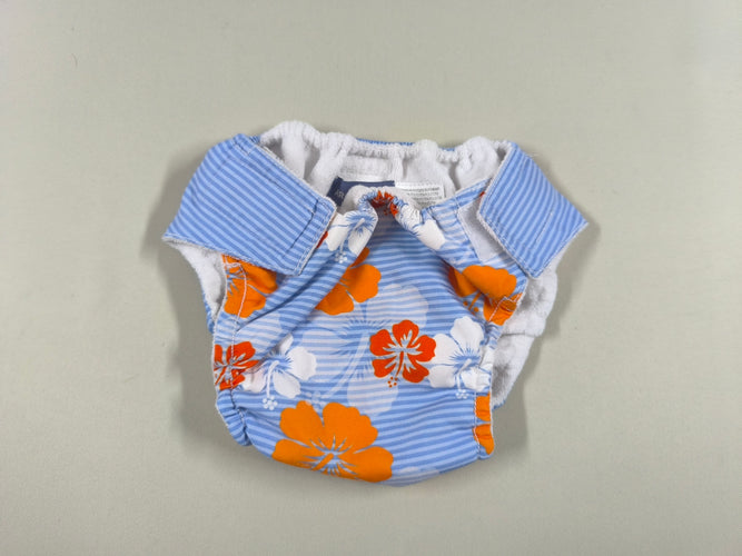 Culotte maillot couche rayé bleu fleurs, moins cher chez Petit Kiwi