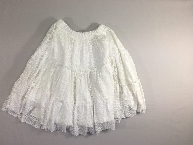 Jupe blanche dentelle doublée, moins cher chez Petit Kiwi