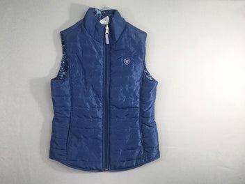 Bodywarmer d'équitation réversible ariat bleu/chevaux-pois (valeur neuf-69 euros)