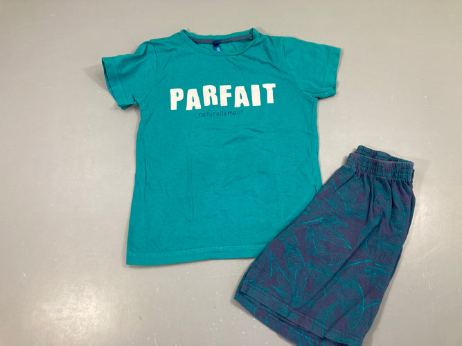 Pyjashort 2pcs jersey turquoise Parfait légèrement bouloché, moins cher chez Petit Kiwi