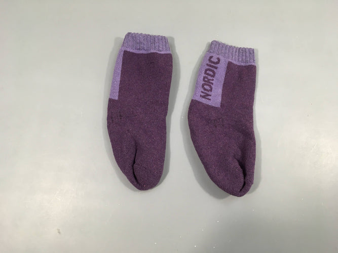 Chaussettes chaudes mauve Nordic, moins cher chez Petit Kiwi