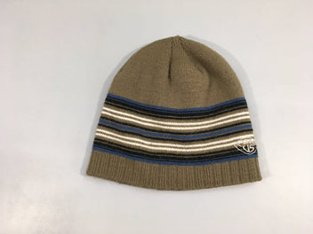 Bonnet brun rayé bleu/blanc/noir