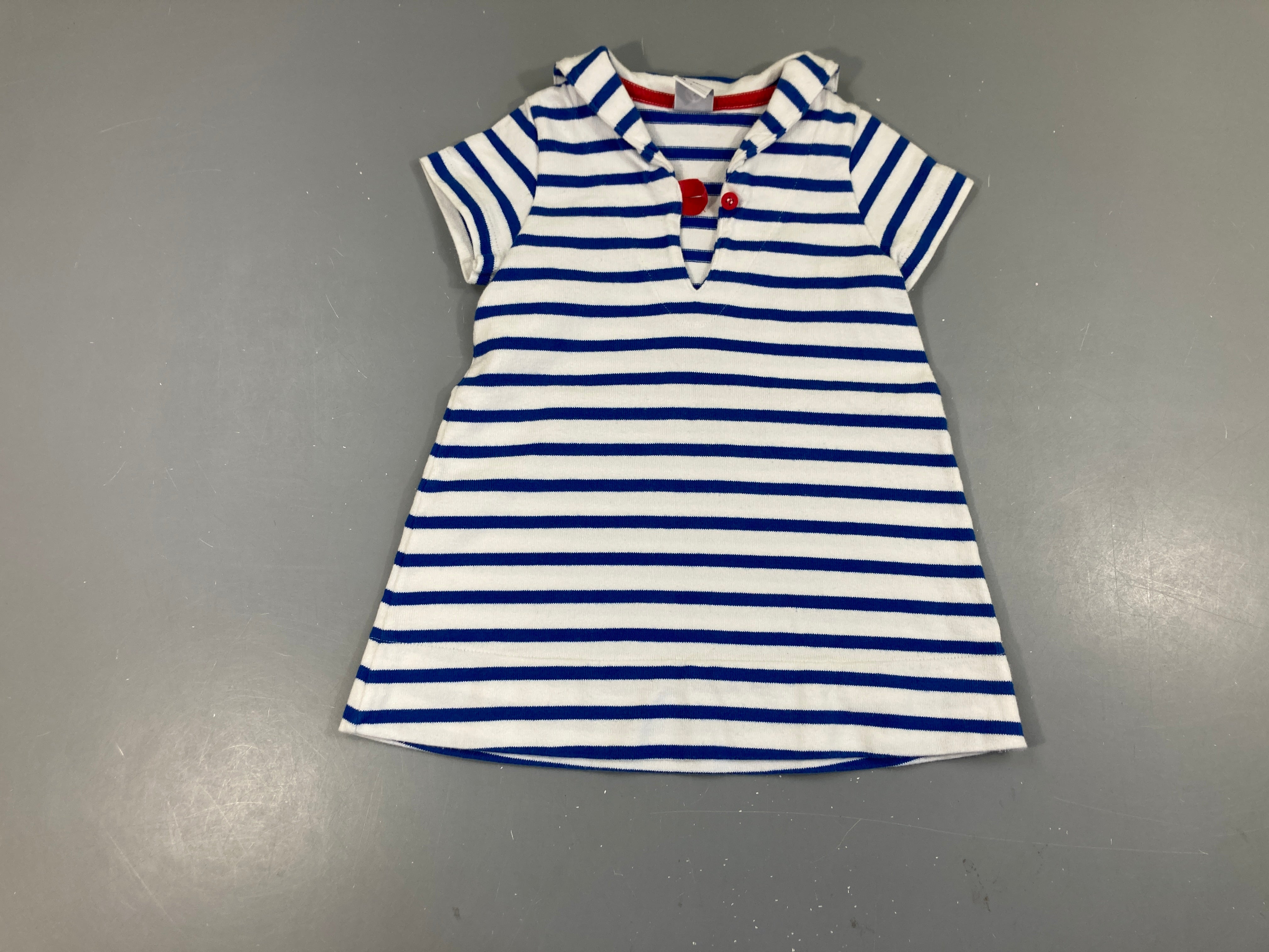 Robe m.c blanc rayé bleu col marin