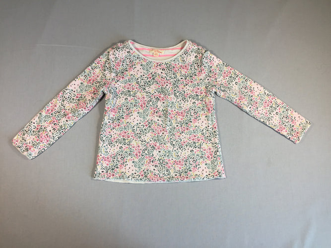 T-shirt m.l motifs fleuris panthère réversible ligné rose/blanc, moins cher chez Petit Kiwi