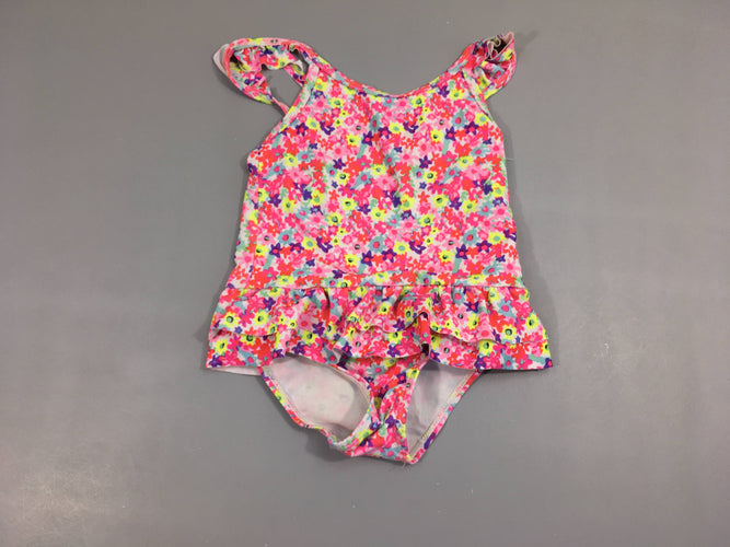 Maillot fleuri multicolore volants, moins cher chez Petit Kiwi