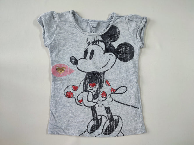 T-shirt m.c gris Minnie sequins, moins cher chez Petit Kiwi