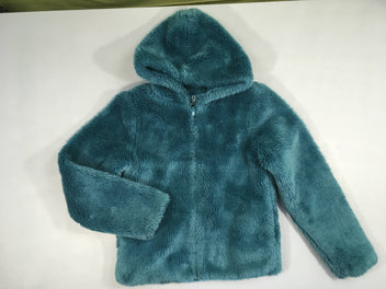 Gilet zippé peluche bleu canard