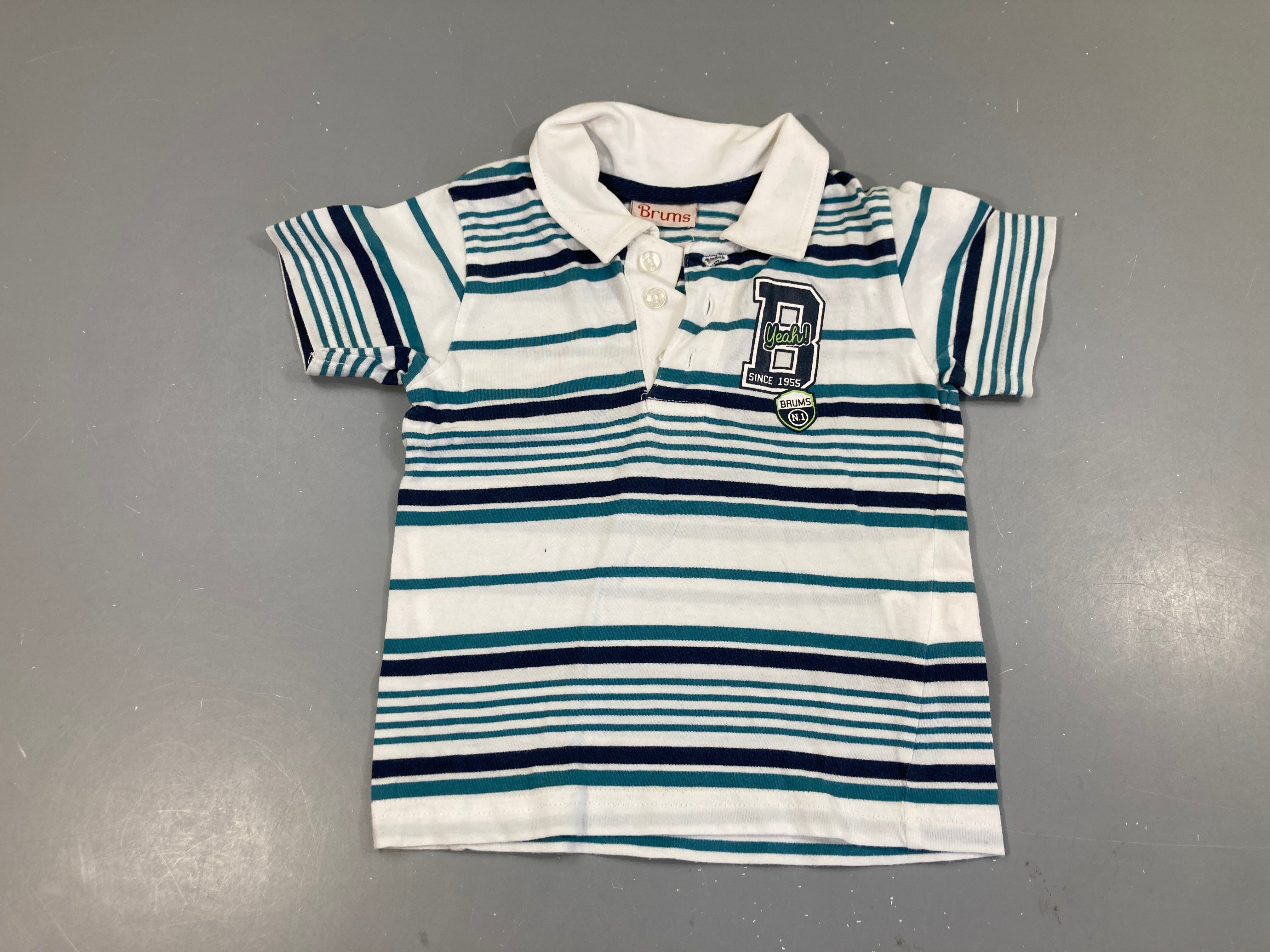 Polo m.c jersey blanc rayé bleu B