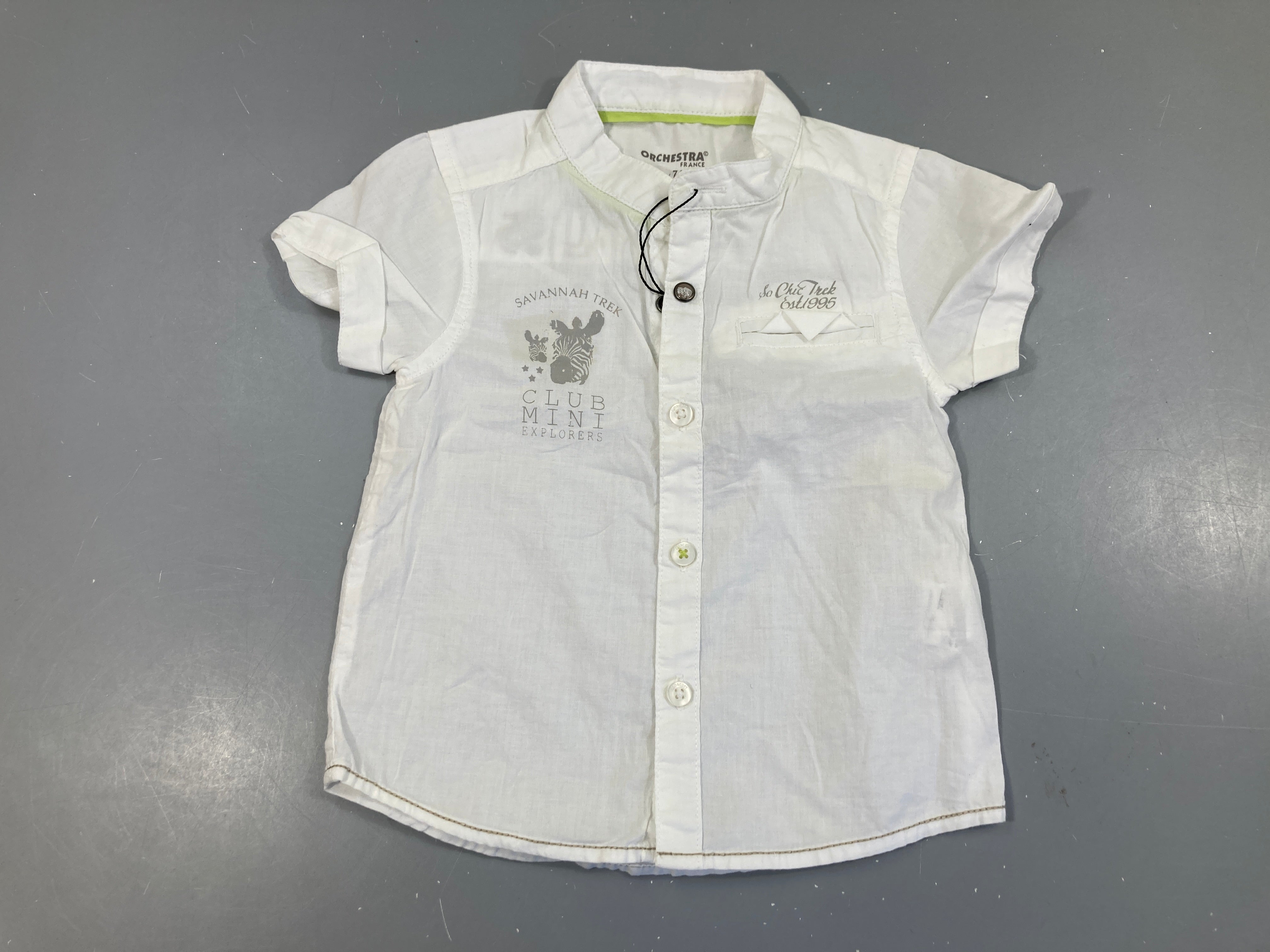 Chemise m.c blanche col mao Club Mini