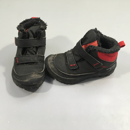 Bottines Waterproof fourrées noires-rouges, moins cher chez Petit Kiwi