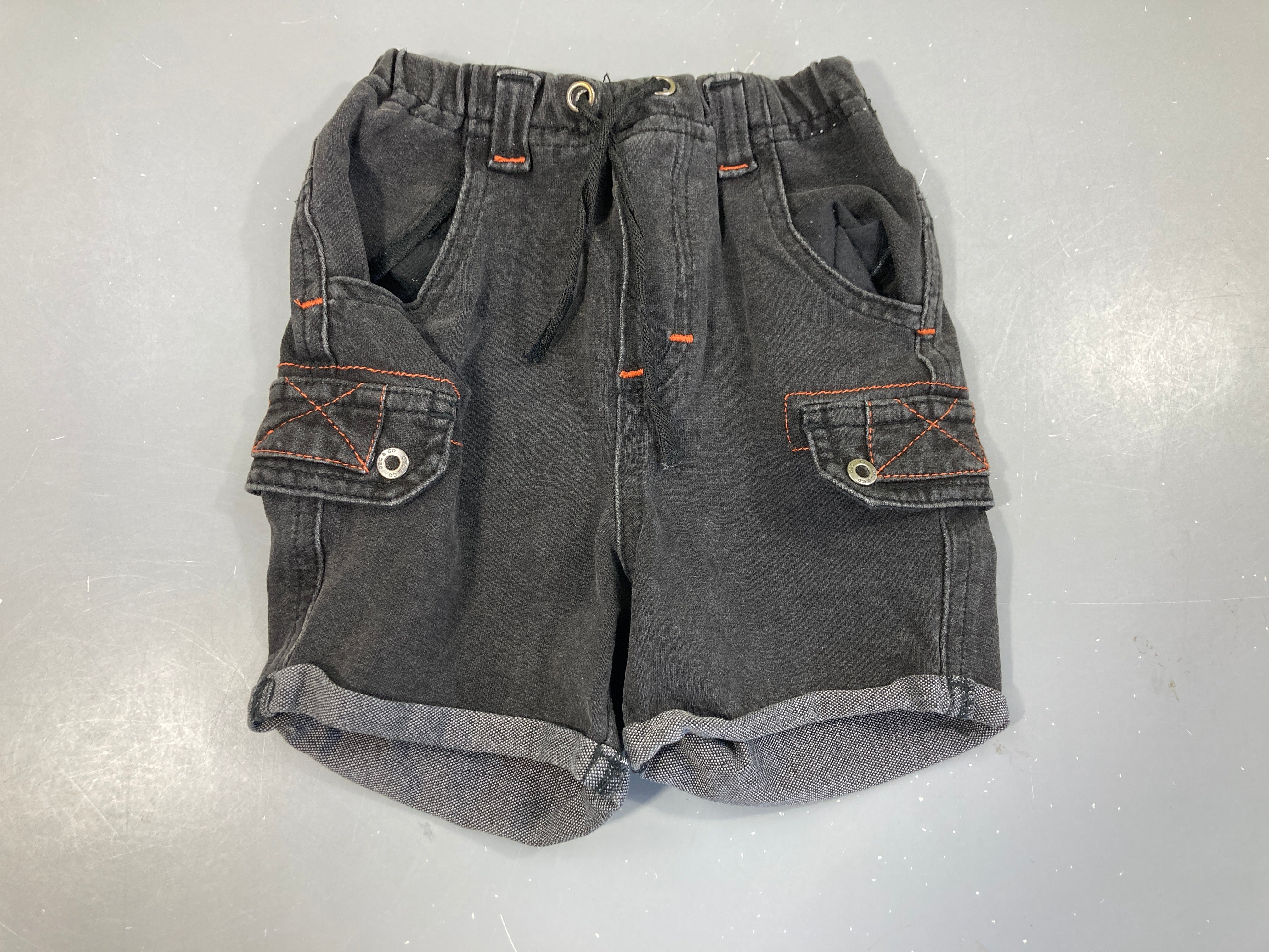 Bermuda gris foncé Denim à revers poches latérales