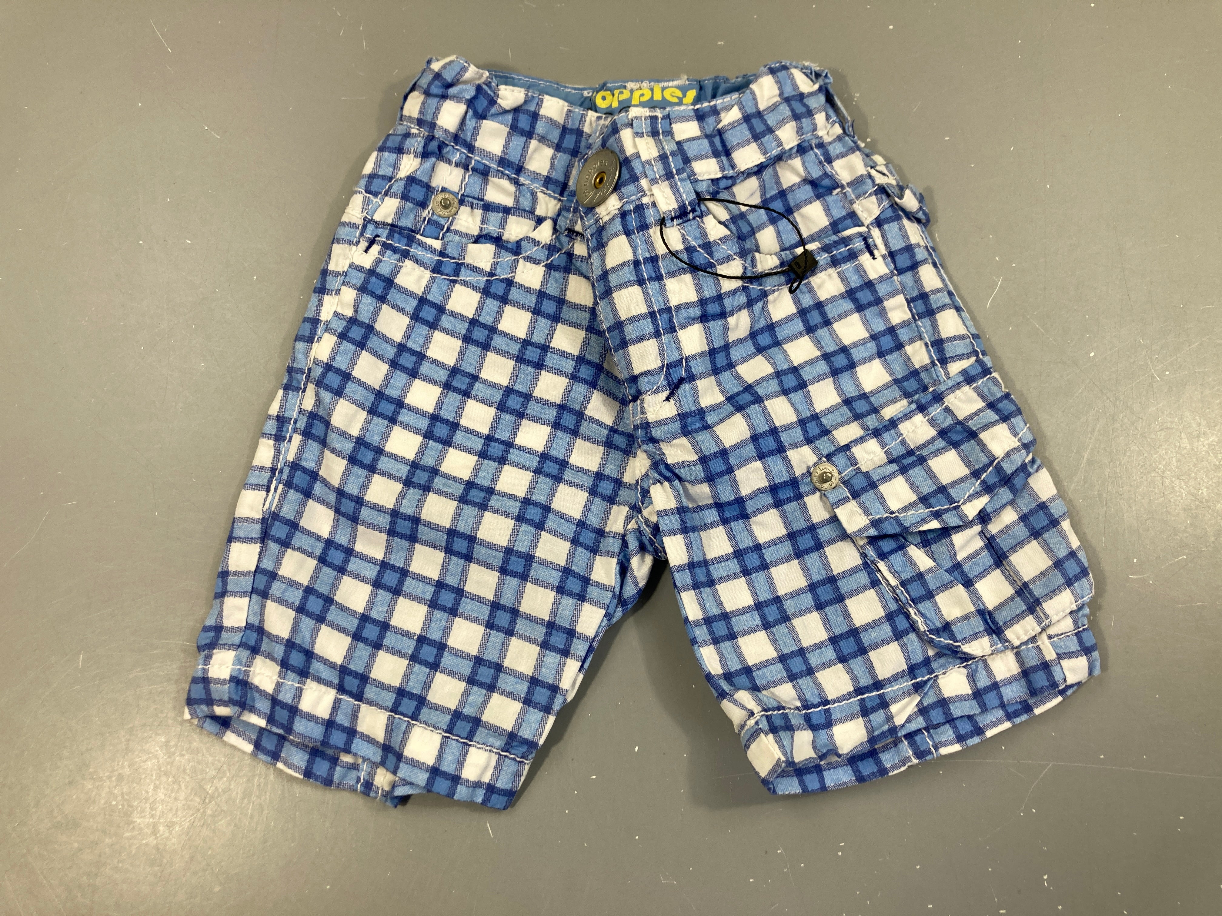 Bermuda à carreaux bleu-blanc Petites taches arrière