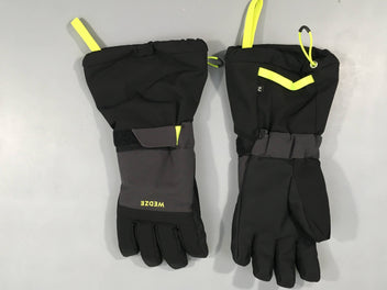 Etat neuf-Gants de ski enfant chauds et imperméables 550noirs-gris-jaunes Wed'ze