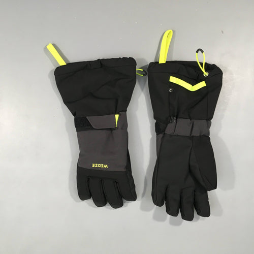 Etat neuf-Gants de ski enfant chauds et imperméables 550noirs-gris-jaunes Wed'ze, moins cher chez Petit Kiwi