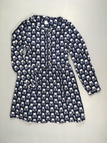 Robe ml bleue motifs Hiboux, moins cher chez Petit Kiwi