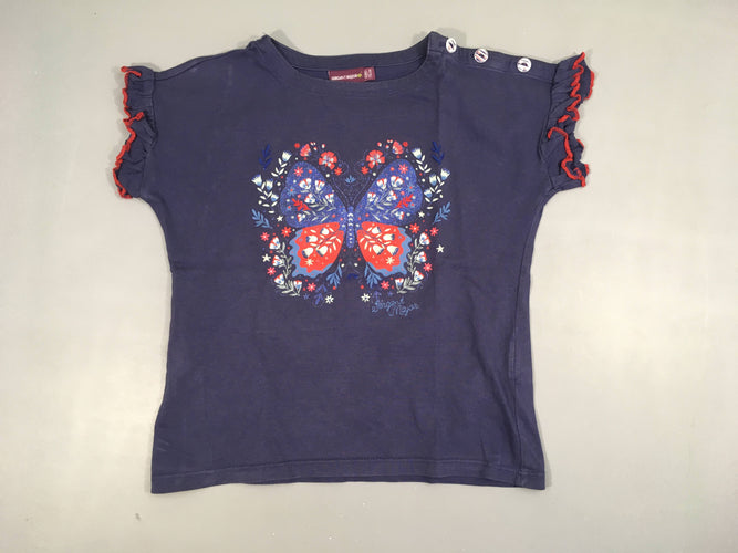 T-shirt m.c bleu foncé papillon irisé, moins cher chez Petit Kiwi