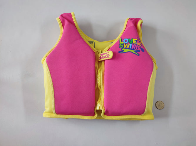 Gilet de natation rose/jaune 15-18 kgs, moins cher chez Petit Kiwi