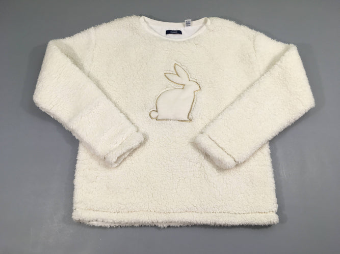 Pull peluche blanc lapin, moins cher chez Petit Kiwi