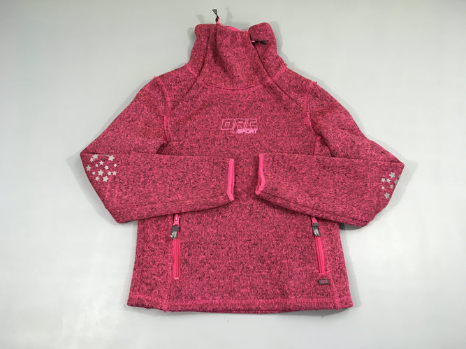 Pull chaud doublé jersey rose chiné OrcSport Col camioneur zippé, moins cher chez Petit Kiwi