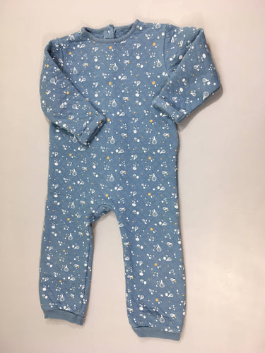 Combinaison molleton texturé bleu motifs blancs, moins cher chez Petit Kiwi