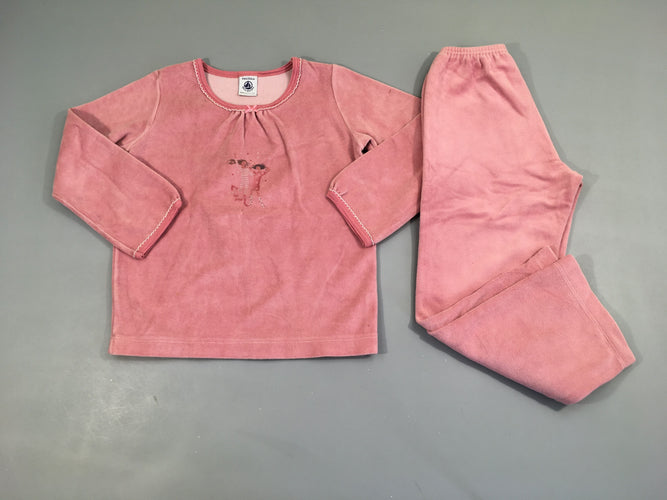 Pyjama 2pcs velours rose filles, moins cher chez Petit Kiwi