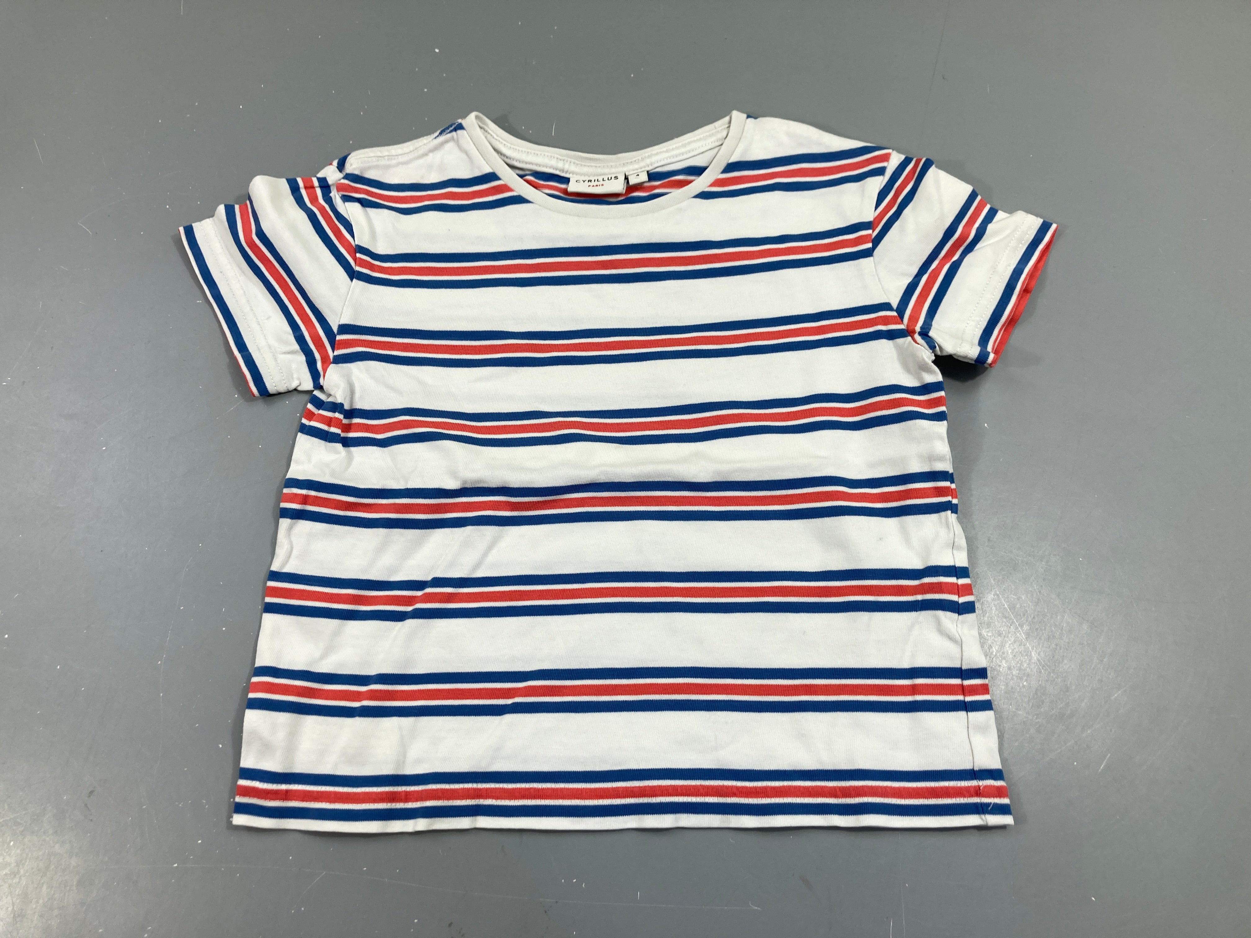 T-shirt m.c blanc rayures bleu et rouge