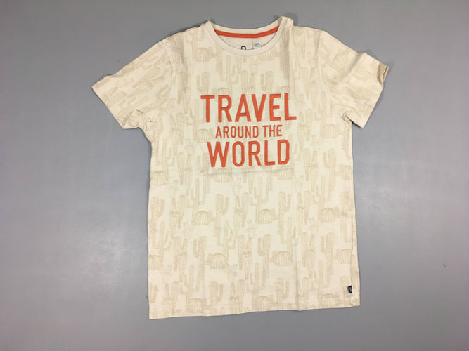 T-shirt m.c beige cactus travel, légèrement bouloché, moins cher chez Petit Kiwi