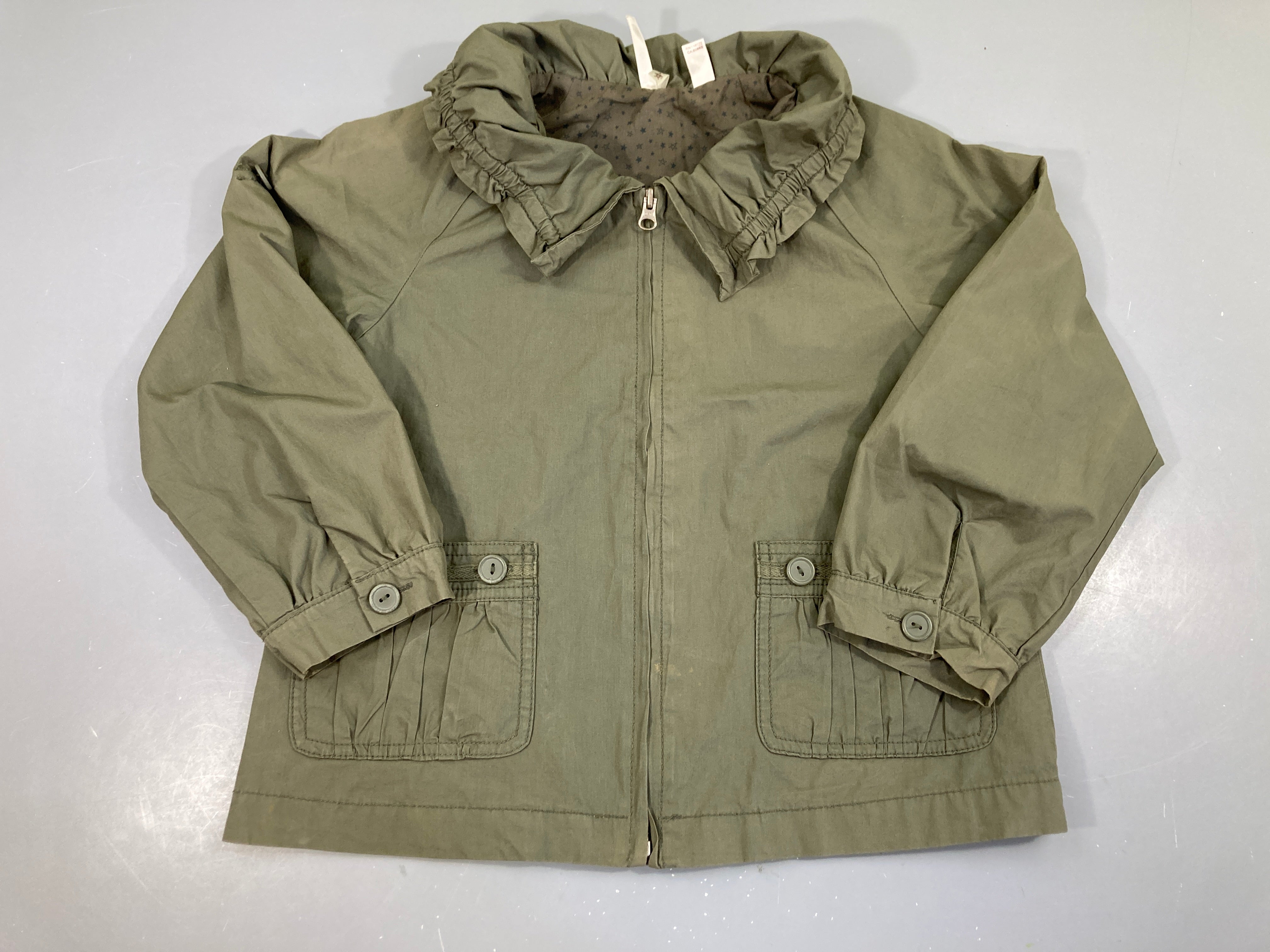 Veste coupe-vent doublée jersey kaki col