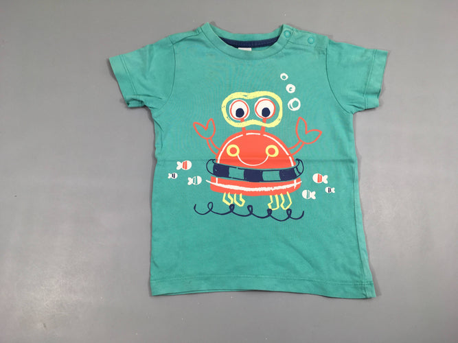 T-shirt m.c vert bleuté Crabe, moins cher chez Petit Kiwi