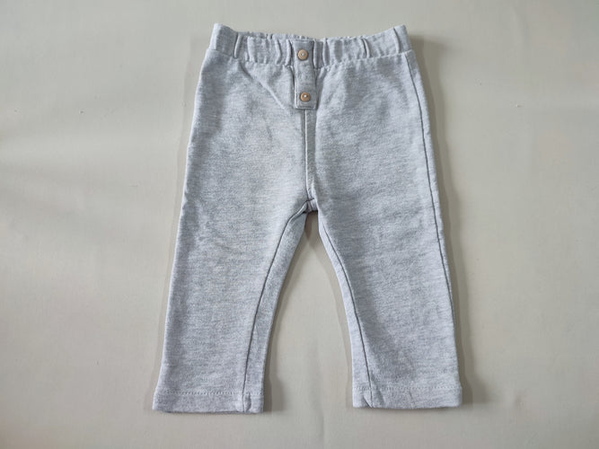 Pantalon molleton gris clair 2 boutons bois, moins cher chez Petit Kiwi