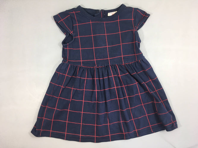 Robe m.c bleue à carreaux rouge, moins cher chez Petit Kiwi