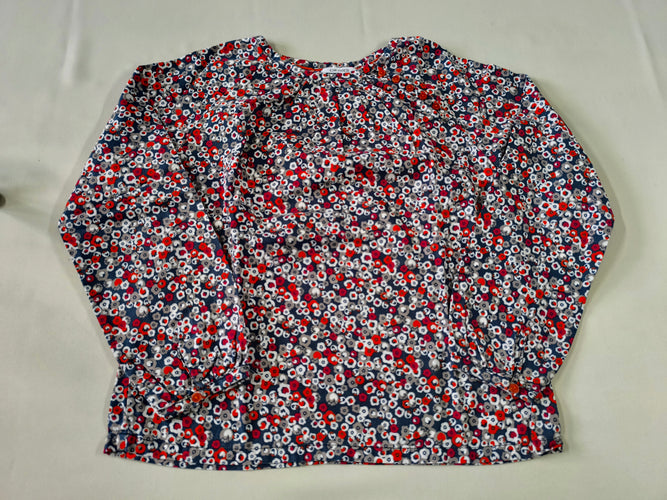 Blouse m.l bleu marine motifs fleuris blanc/rouge/gris, moins cher chez Petit Kiwi