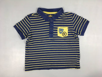 Polo m.c jersey bleu foncé rayé jaune