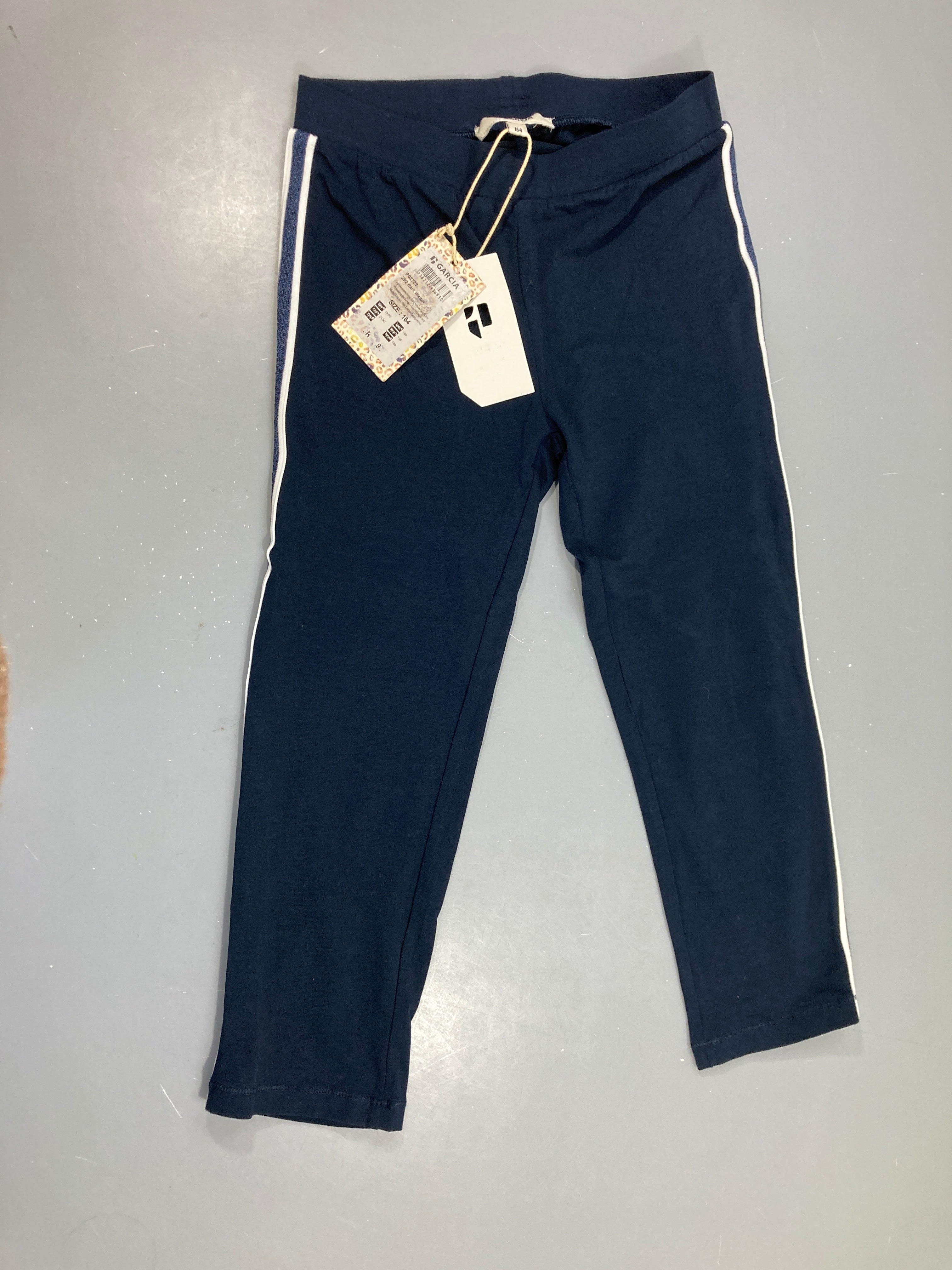 Neuf-Legging bleu marine bandes latérales blanches