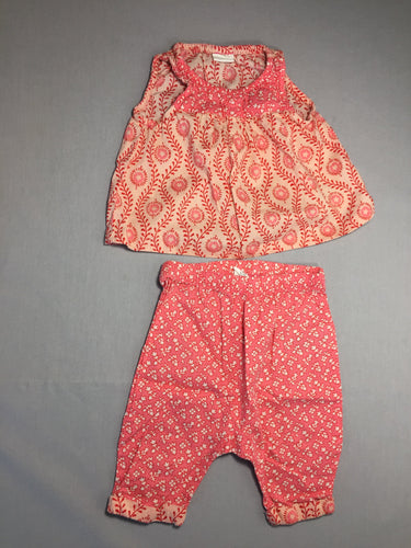 Blouse s.m + sarouel à revers - motifs rose clair/rose foncé, moins cher chez Petit Kiwi