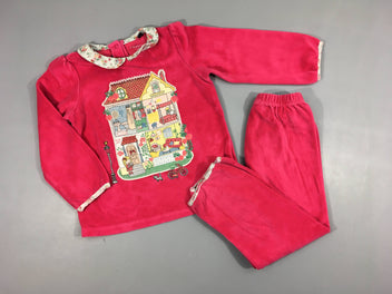 Pyjama 2pcs velours fuchsia maison