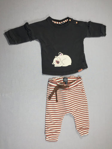 Sweat ml noir (ours) + legging ligné brun, moins cher chez Petit Kiwi