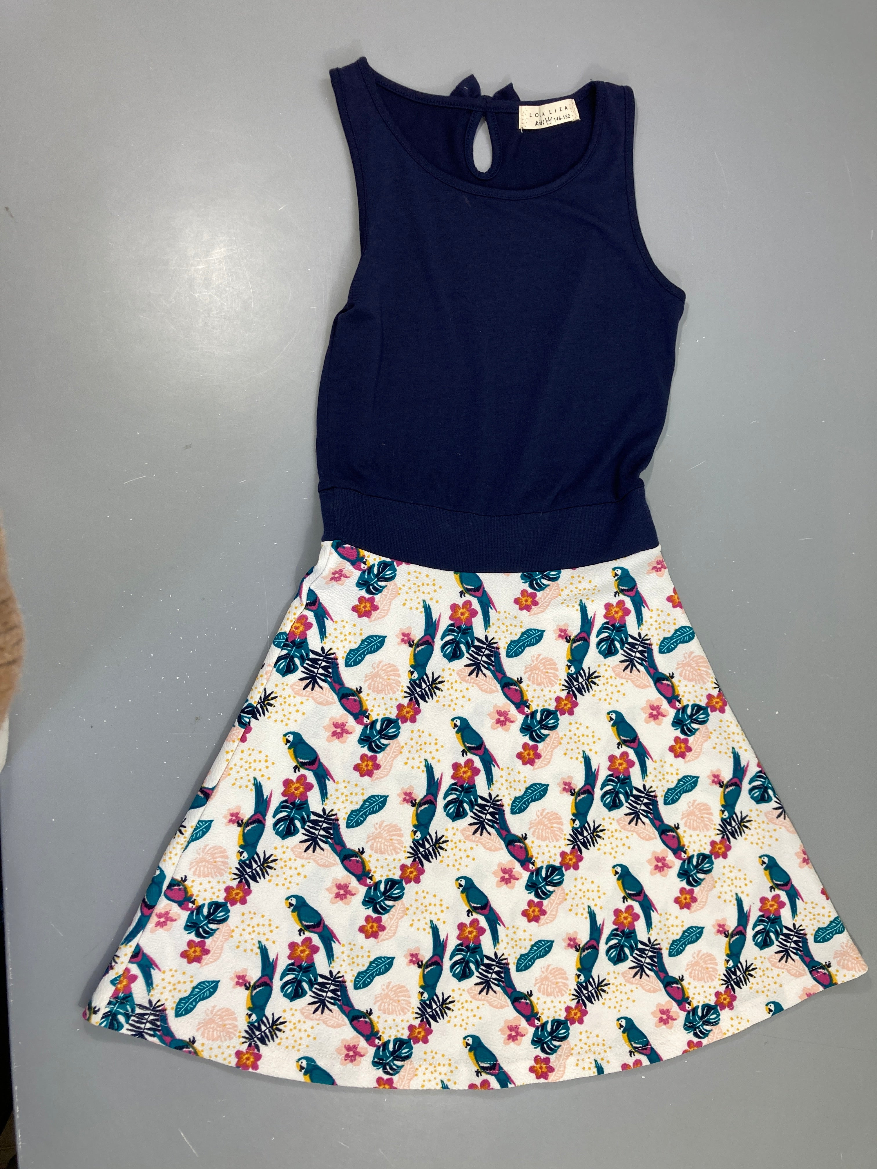 Robe s.m bi-matière blanche bleu haut