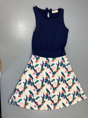 Robe s.m bi-matière blanche bleu haut, moins cher chez Petit Kiwi