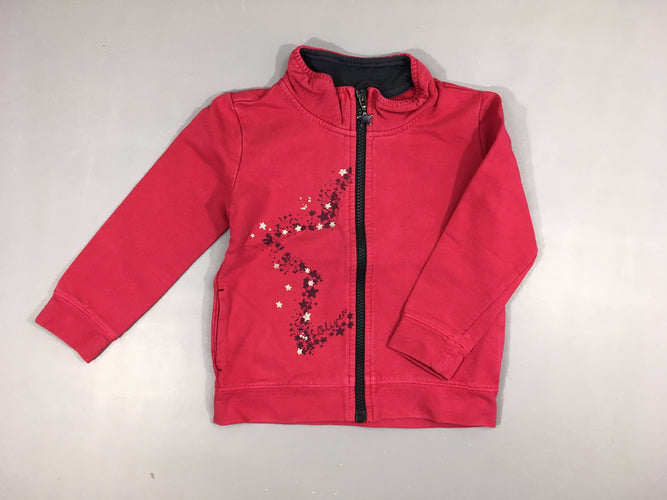 Sweat zippé fuchsia étoiles, moins cher chez Petit Kiwi