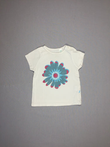 T-shirt m.c blanc fleur bleue, moins cher chez Petit Kiwi