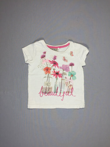 T-shirt m.c blanc - fleurs dans des vases, moins cher chez Petit Kiwi