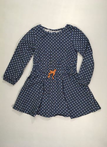 Robe m.l bleu foncé carrés de couleur noeud brun, moins cher chez Petit Kiwi