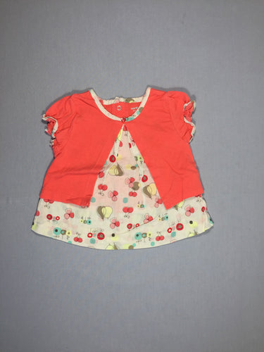 T-shirt m.c gilet rose effet superposé, moins cher chez Petit Kiwi