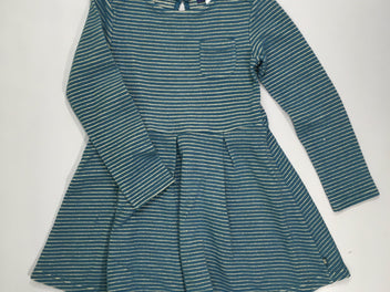 Robe m.l texturée verte rayé doré