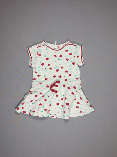 Robe m.c jersey  blanche cerises, moins cher chez Petit Kiwi