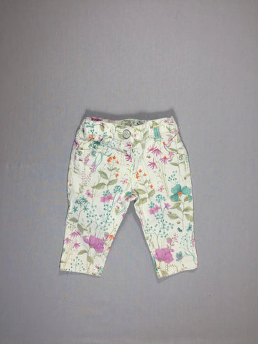 Pantalon denim beige - fleurs pastelles, moins cher chez Petit Kiwi