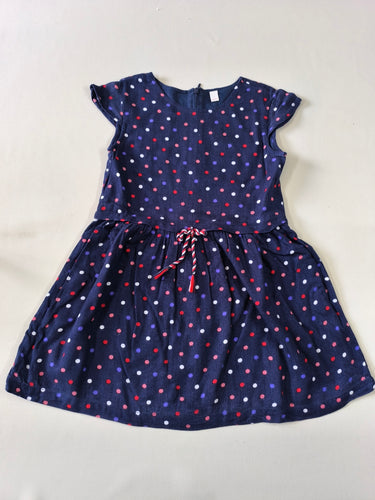 Robe m.c bleu marine à pois, moins cher chez Petit Kiwi