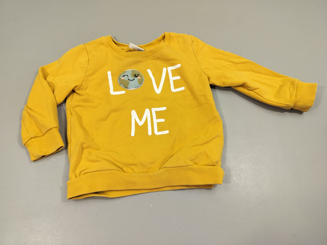 Sweat jaune"love me" 95% coton 5% élasthanne, moins cher chez Petit Kiwi